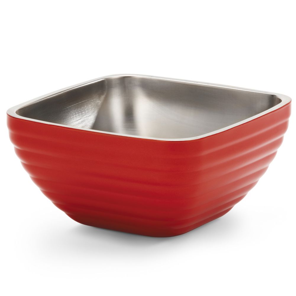 Vollrath Fire Engine Red S/S Sq. Beehive Style 3.2 Qt Double Wall Bowl