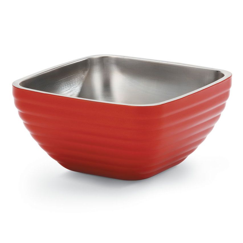 Vollrath Fire Engine Red S/S Sq. Beehive Style 5.2 Qt Double Wall Bowl