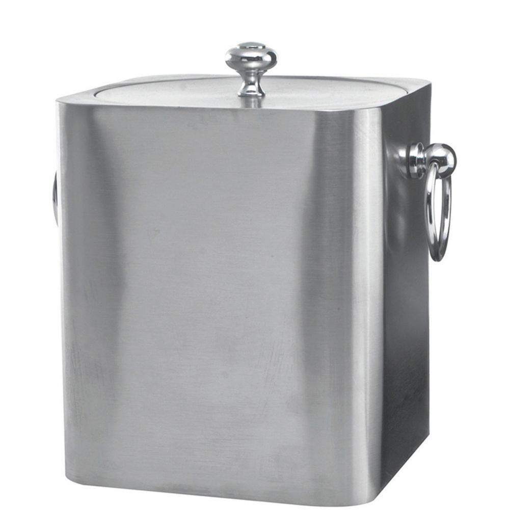 Service Ideas Brushed Stainless 3-Liter Square Ice Bucket