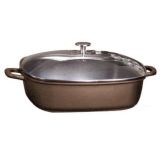 Spring USA&reg; Bella Bronze 4 Qt Square Roaster with Glass Cover