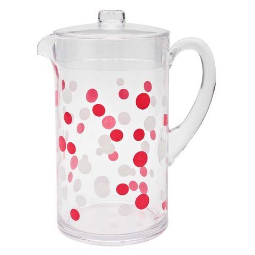 Zak! Red / White / Clear Dot 2 Qt. Pitcher