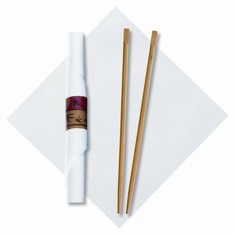Hoffmaster Caterwrap&reg; Linen-Like Dinner Napkin Rolled Chopsticks