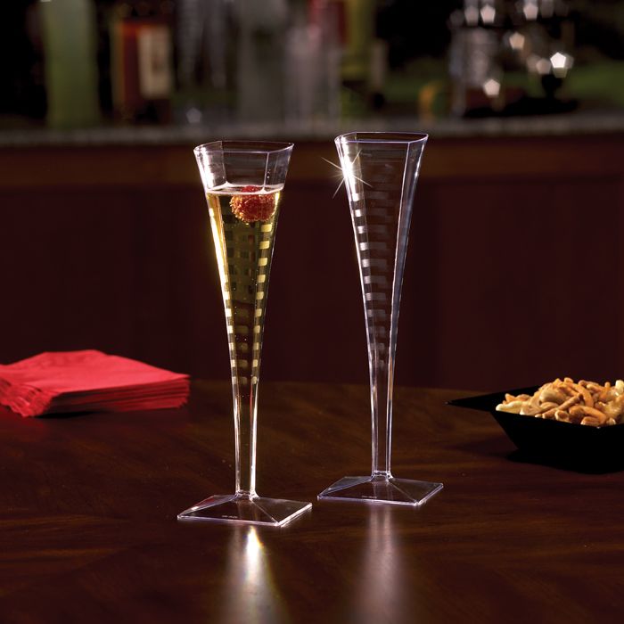 EMI Yoshi&reg; Squares Clear Plastic 5 Oz Champagne Glass