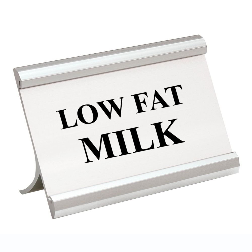 Action Ind. Matte Silver "Low Fat Milk" Coffee Break Sign