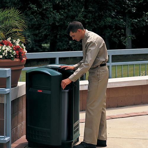 Rubbermaid Plaza&reg; Dark Green 50 Gal. Container w/ Ashtray Top