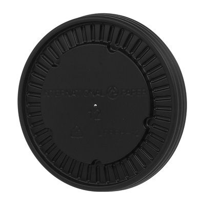 International Paper Black Hot Vented Lid f/ 12 Oz  Soup Container