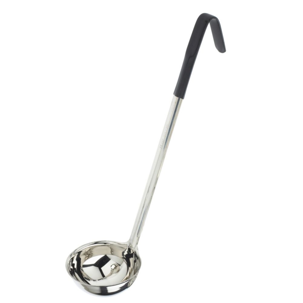 Browne Foodservice Black 1-Piece Secure Grip 8 Oz Ladle