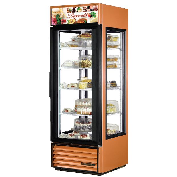 True Food Service Glass 4-Sided Desserts Swing Door Merchandiser