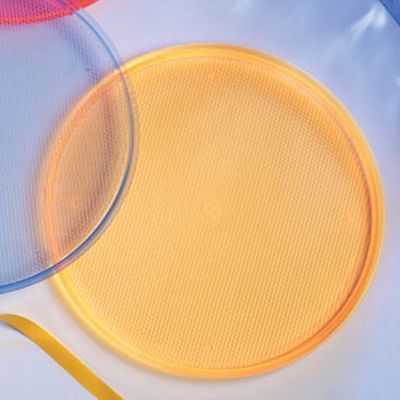 American Metalcraft Neon Orange Acrylic 15-5/16" Round Bar Tray