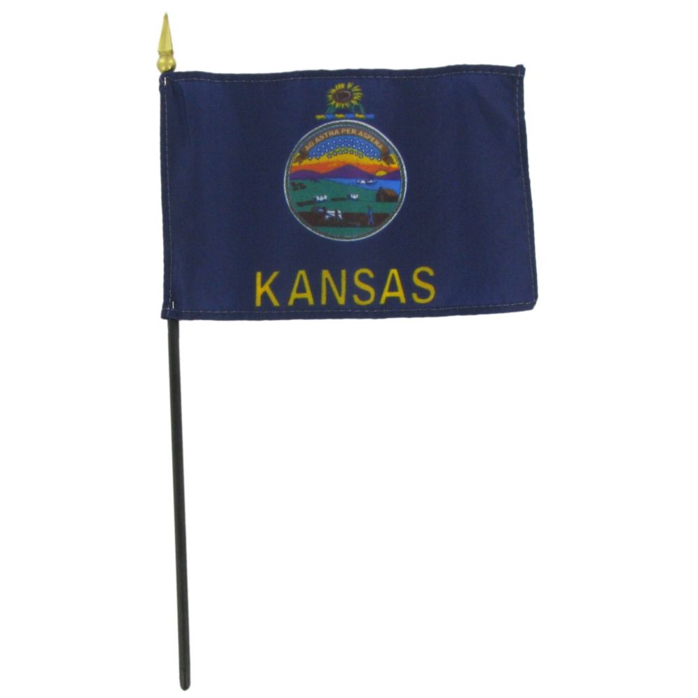 Riverside Mfg. Rayon 4 x 6" Kansas Flag