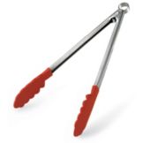 Browne Foodservice S/S 9&frac12;" Tong with Red Silicone Tip