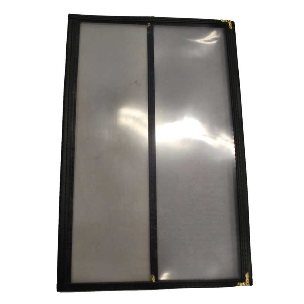 H Risch Black Trim 6-View 3-Pkt 8-1/2 x 14" Menu Cover