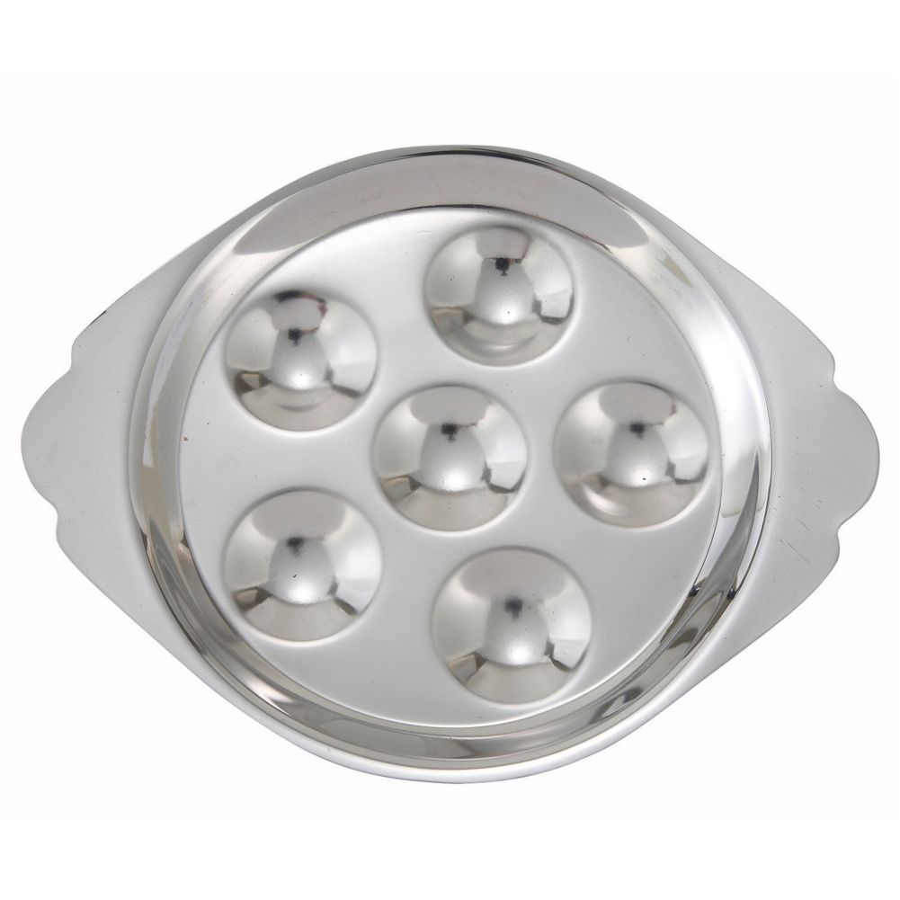 Winco S/S 6-Hole 5-3/8" Snail / Escargot Dish