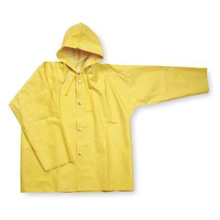 W.W. Grainger Yellow Heavy Duty Large Rain Jacket w/ Attached Hood