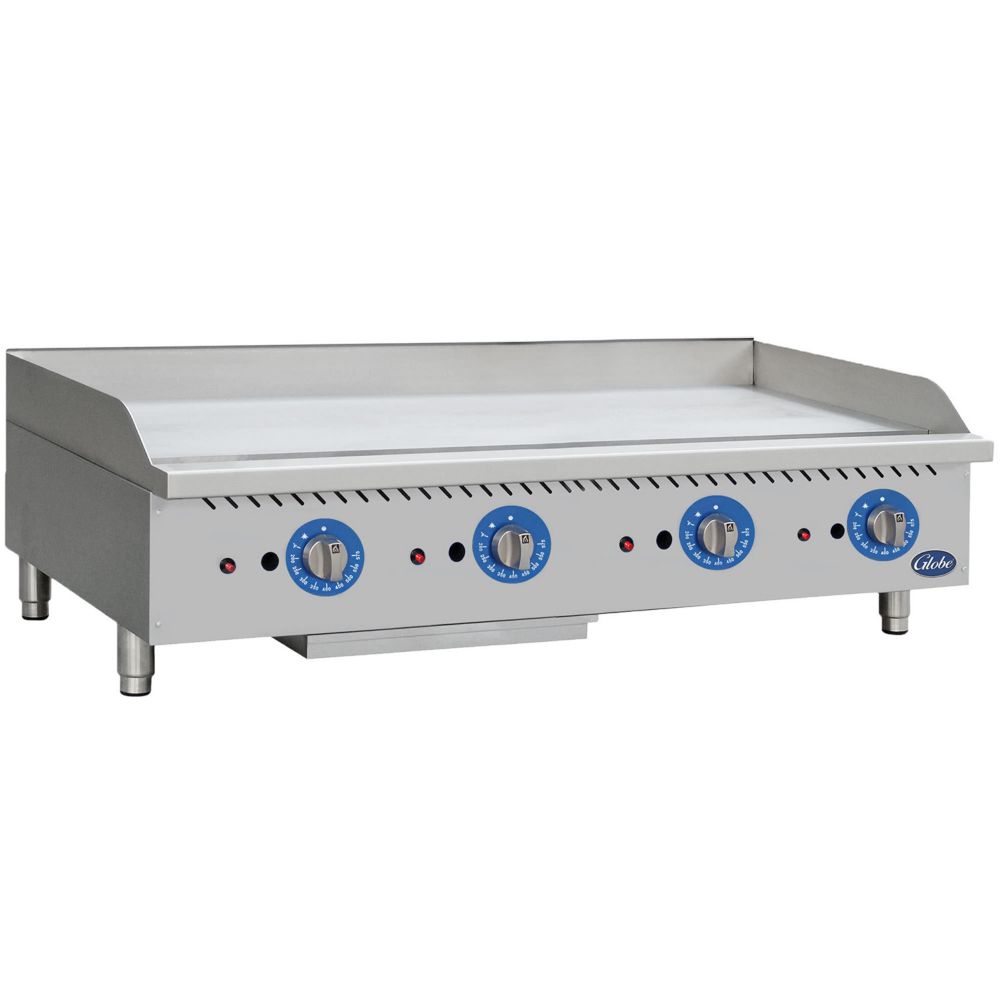 Globe Food Equip. Countertop S/S Thermostatic 48" Gas Griddle