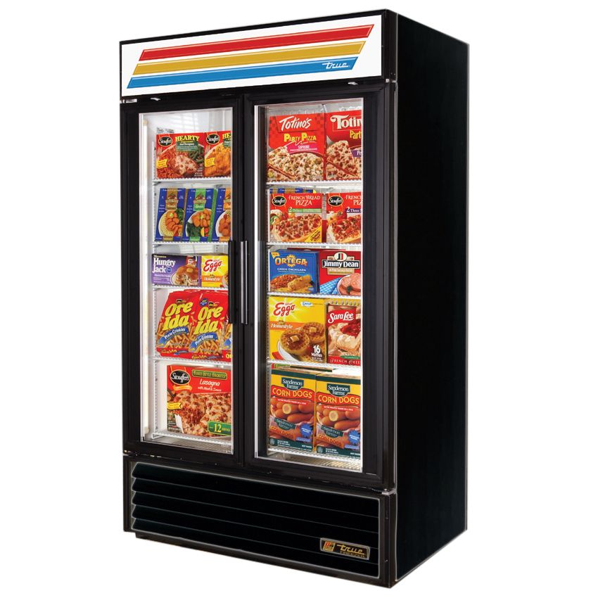 True Black 2-Section Glass Door 40.6 Cu. Ft. Freezer Merchandiser