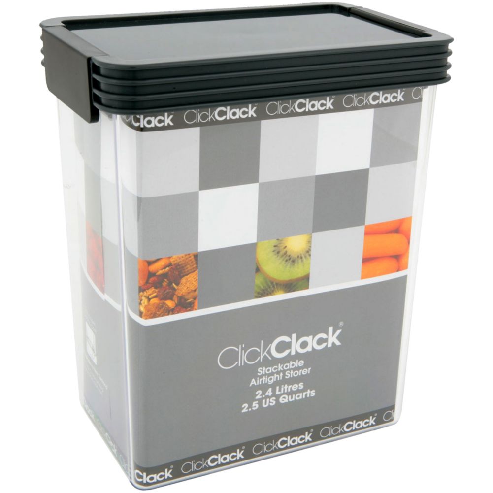 ClickClack Airtight 2.5 Qt Clear Storer w/ Charcoal Lid