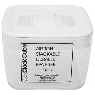 ClickClack Clear 1 Qt Cube Canister w/ White Lid
