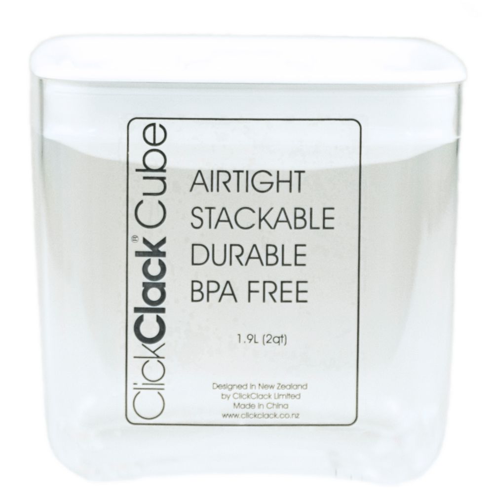 ClickClack Clear 2 Qt Cube Canister w/ White Lid