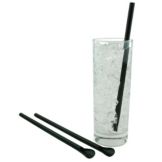 Spir-It Black Cello Wrapped 8" Spoon-Straw