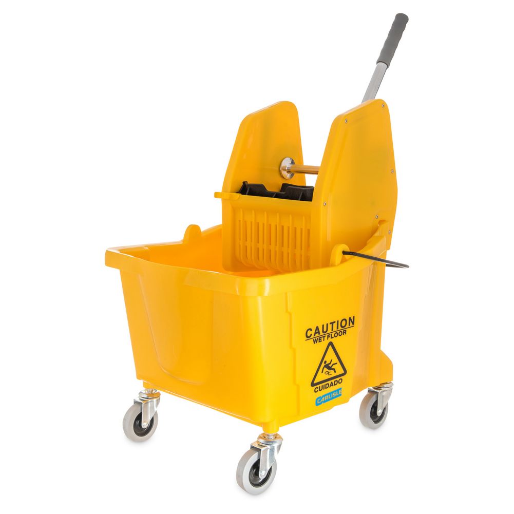 Carlisle Flo-Pac&reg; Yellow Down-Press Wringer 26-35 Qt Bucket