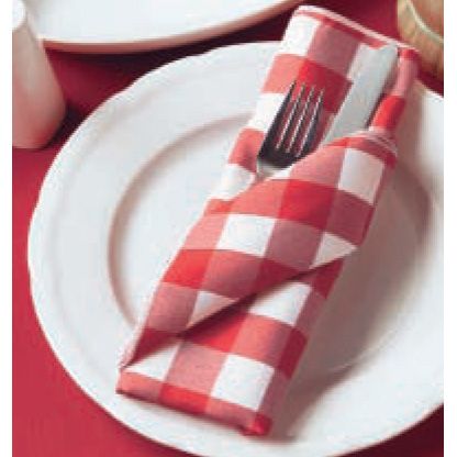 Snap Drape Red / White Visa Checkpoint Plain 20 x 20" Napkin
