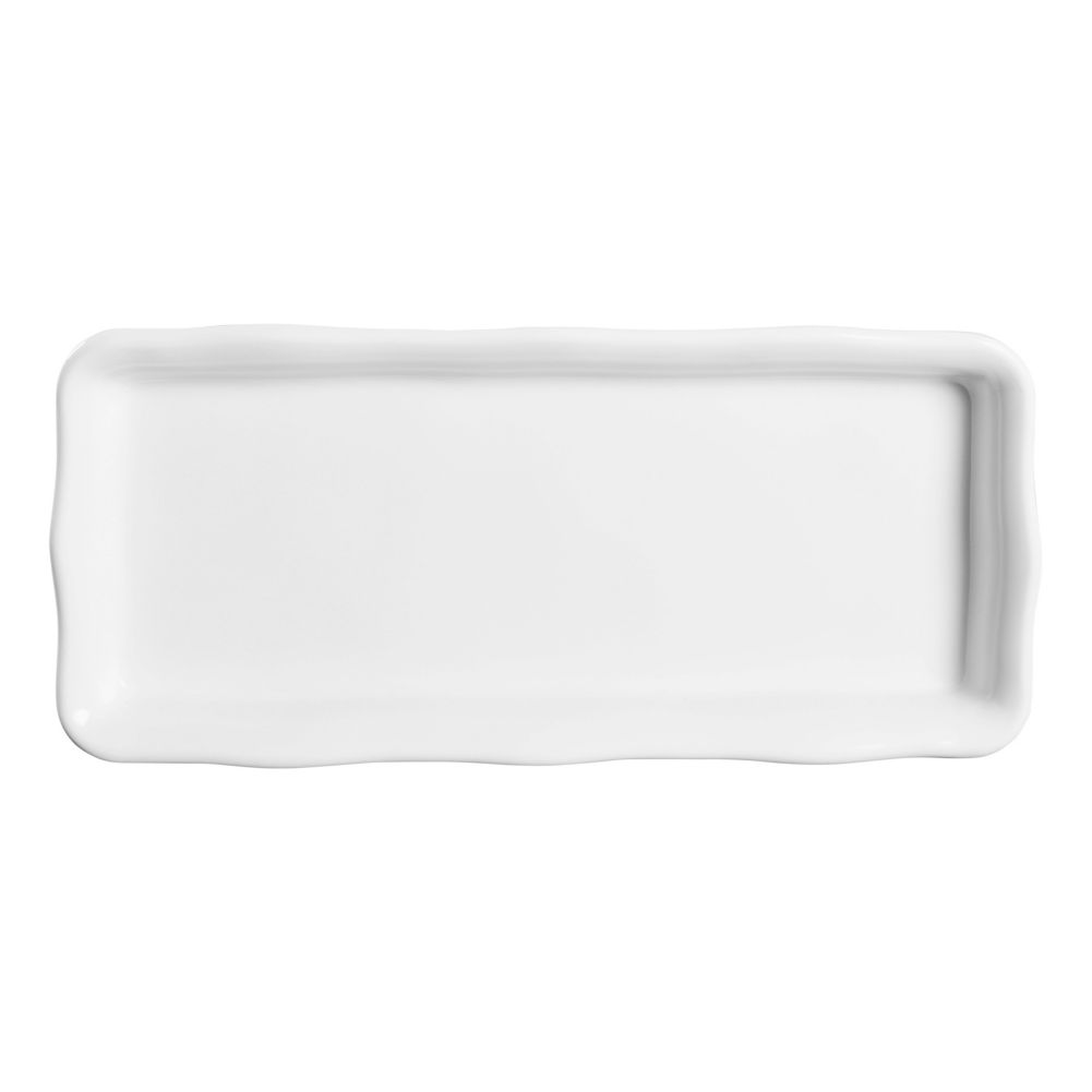 Elite Global Solutions The Edge 14 x 6-1/2 White Organic Shape Tray