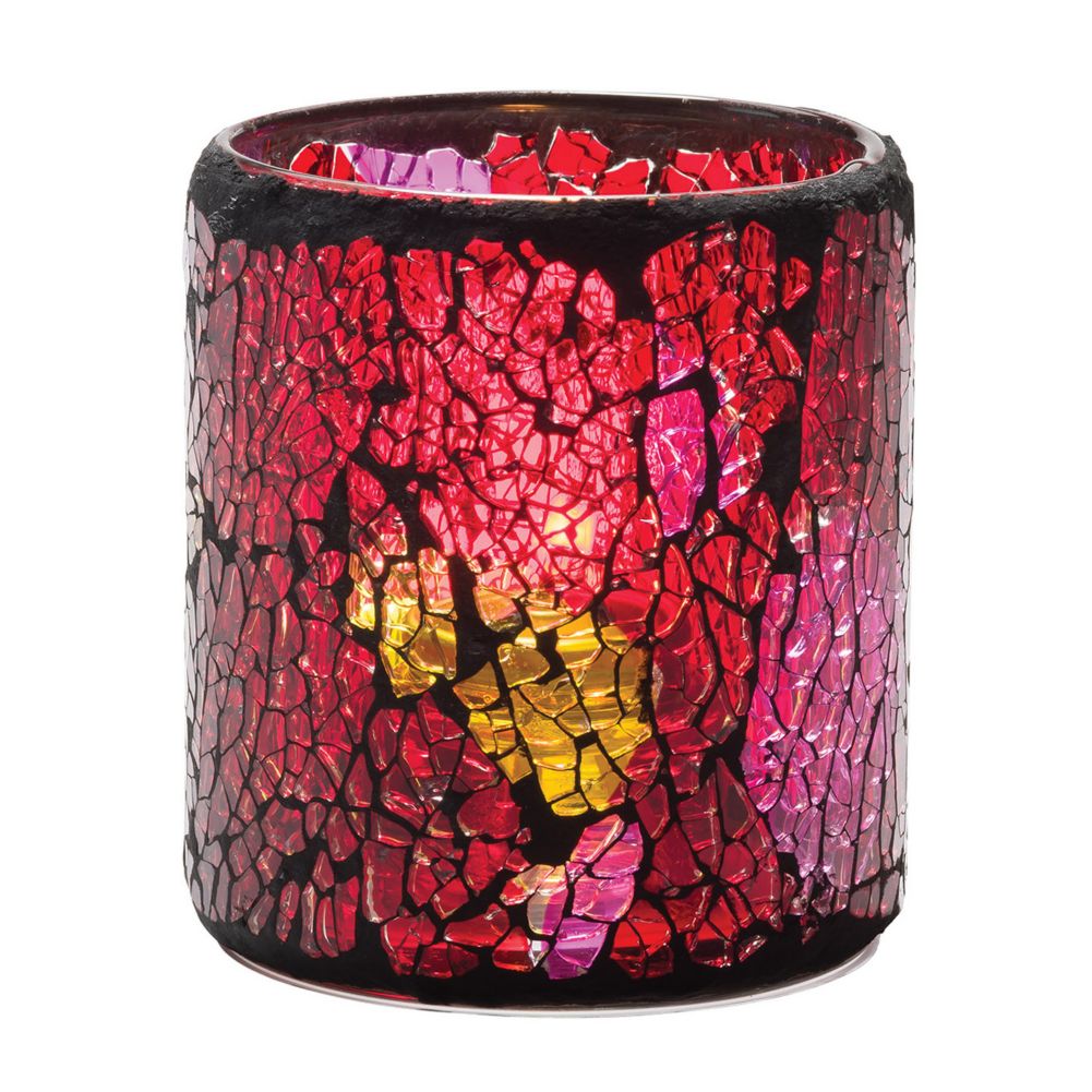 Hollowick Red and Gold Crackle Glass Votive