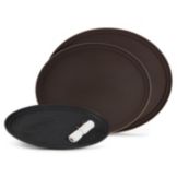 G.E.T.&reg; 27" x 22" Oval Brown Serving Tray