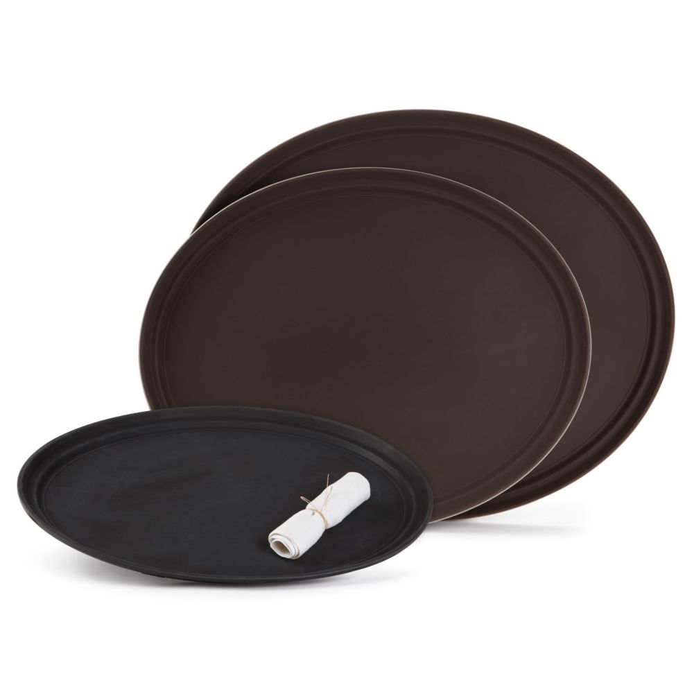 G.E.T.&reg; 27" x 22" Oval Black Serving Tray