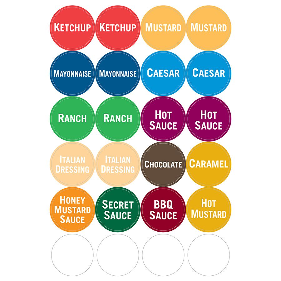 Fundamental Designs Washable Generic Condiment Starter Labels