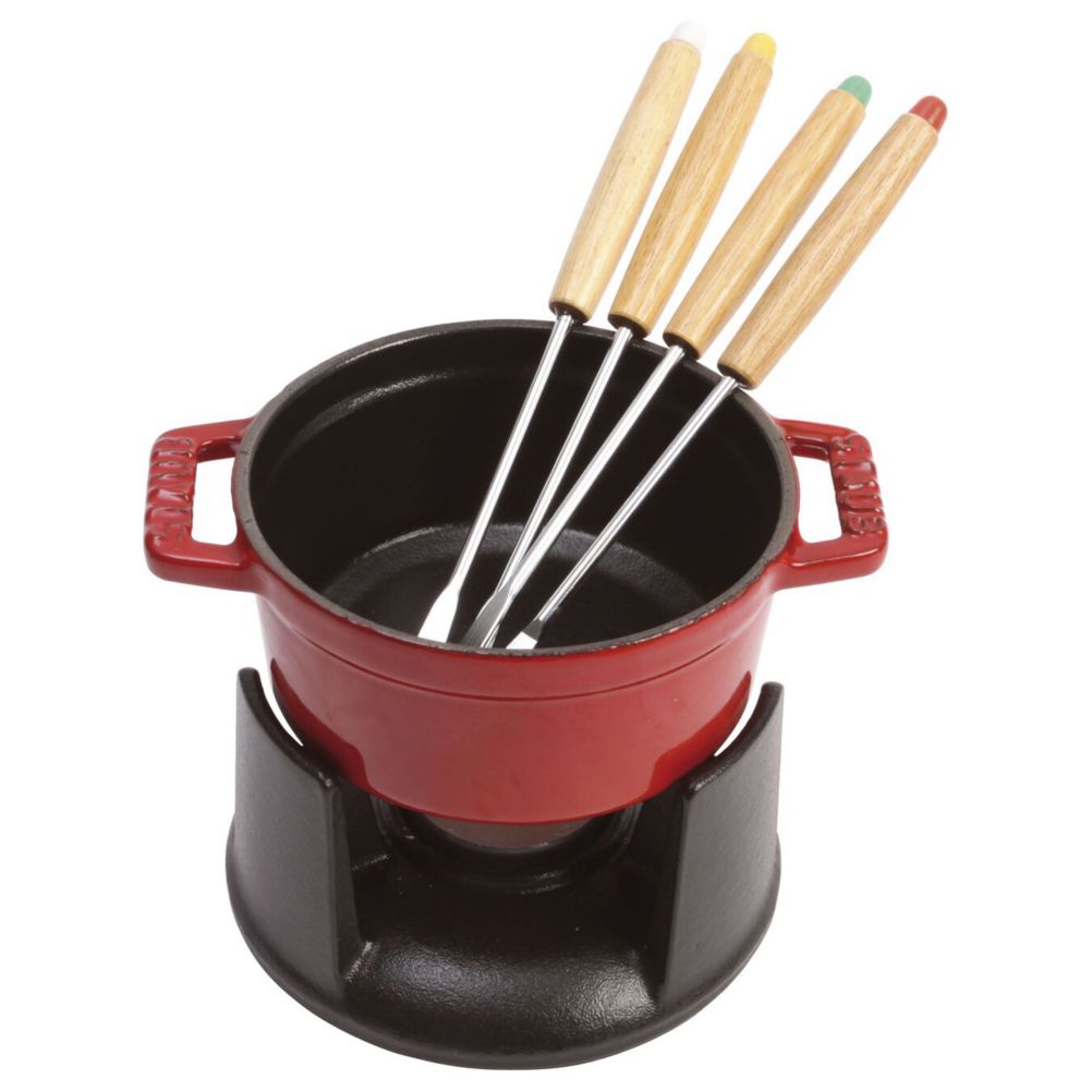 Staub .25 Qt. Cherry Red Mini Chocolate Fondue Set