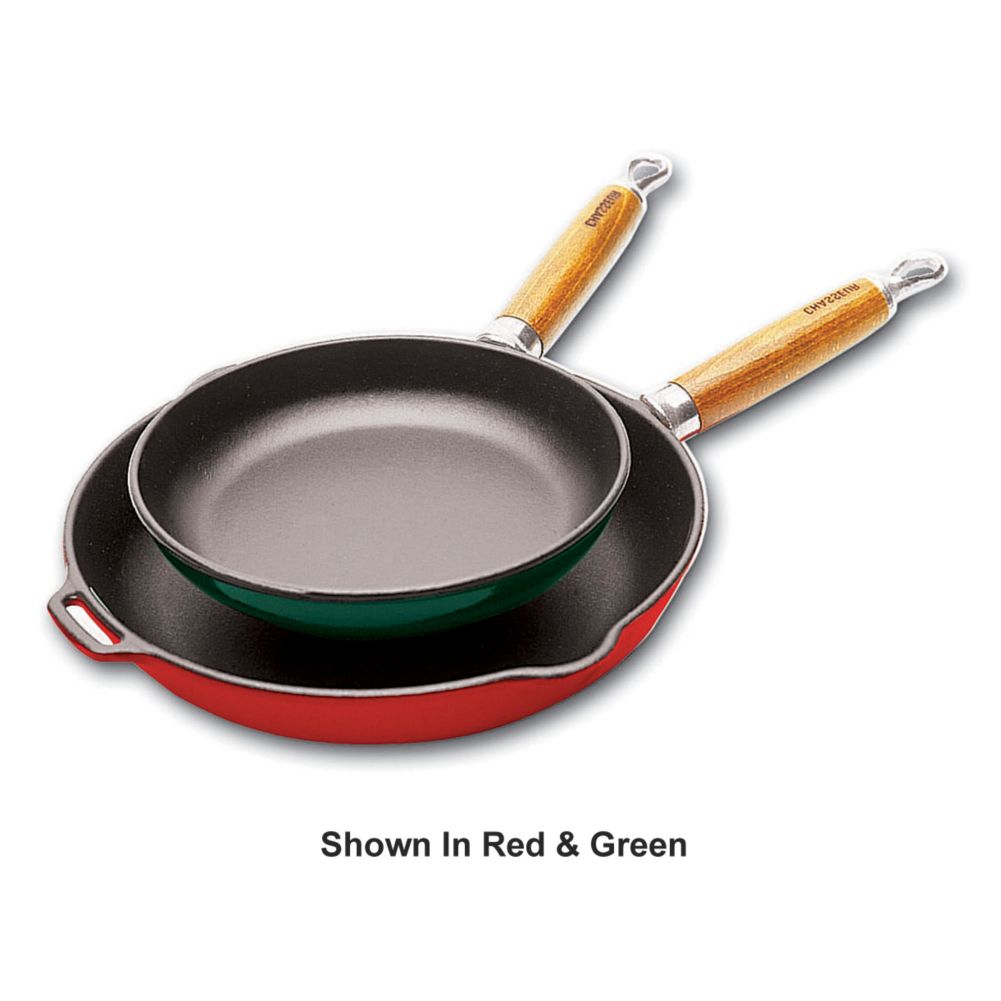 Paderno Blue Cast Iron 10" Fry Pan with 2 Spouts