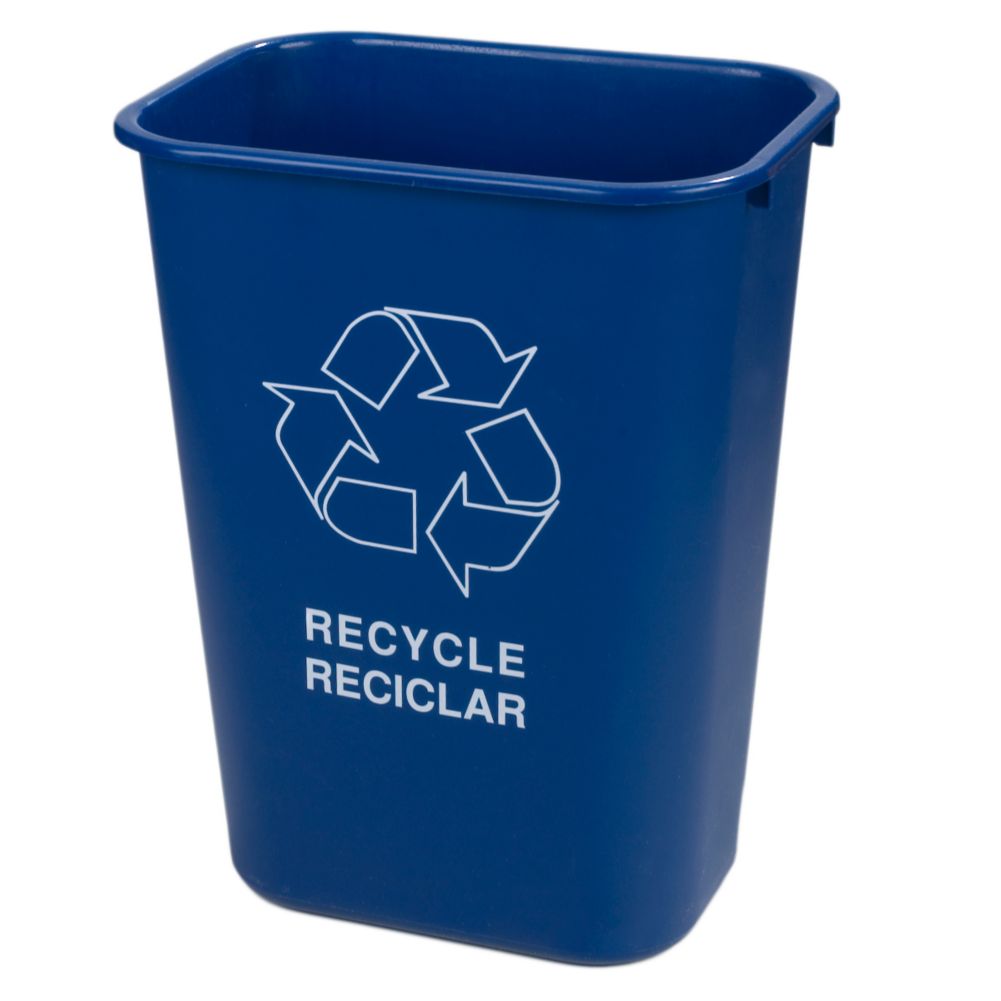 Carlisle 41 Qt. Blue Rectangular Recycle Wastebasket