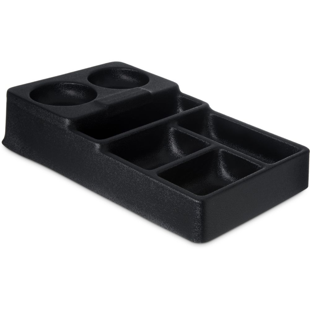 Carlisle&reg; Black 6 Compartment Coffee Service Condiment Caddy