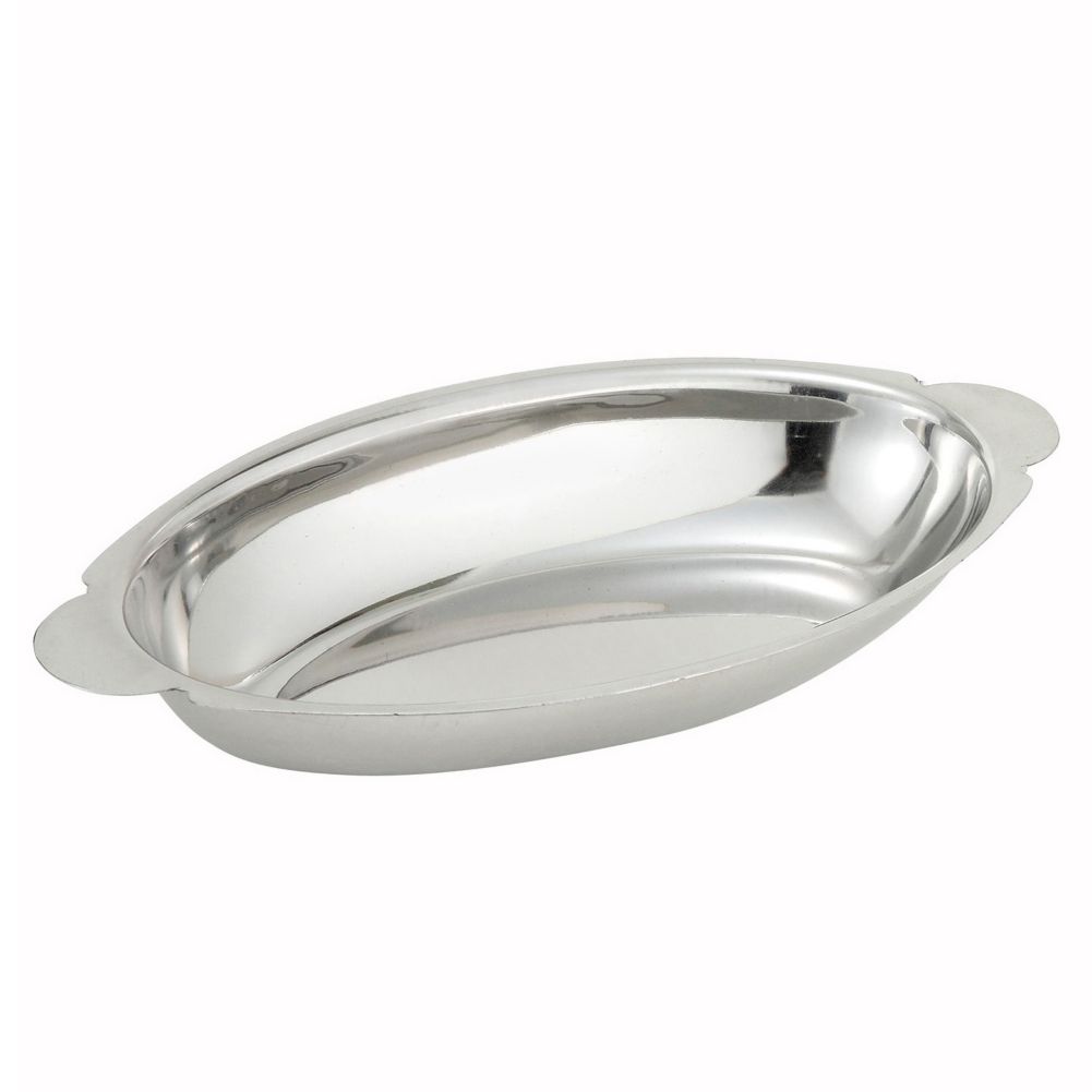 Winco 12 Oz. Oval S/S Augratin Dish