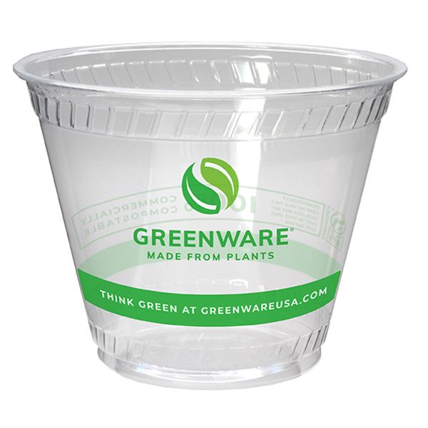 Fabri-Kal Greenware 9 Oz. Clear Plastic Compostable Cups