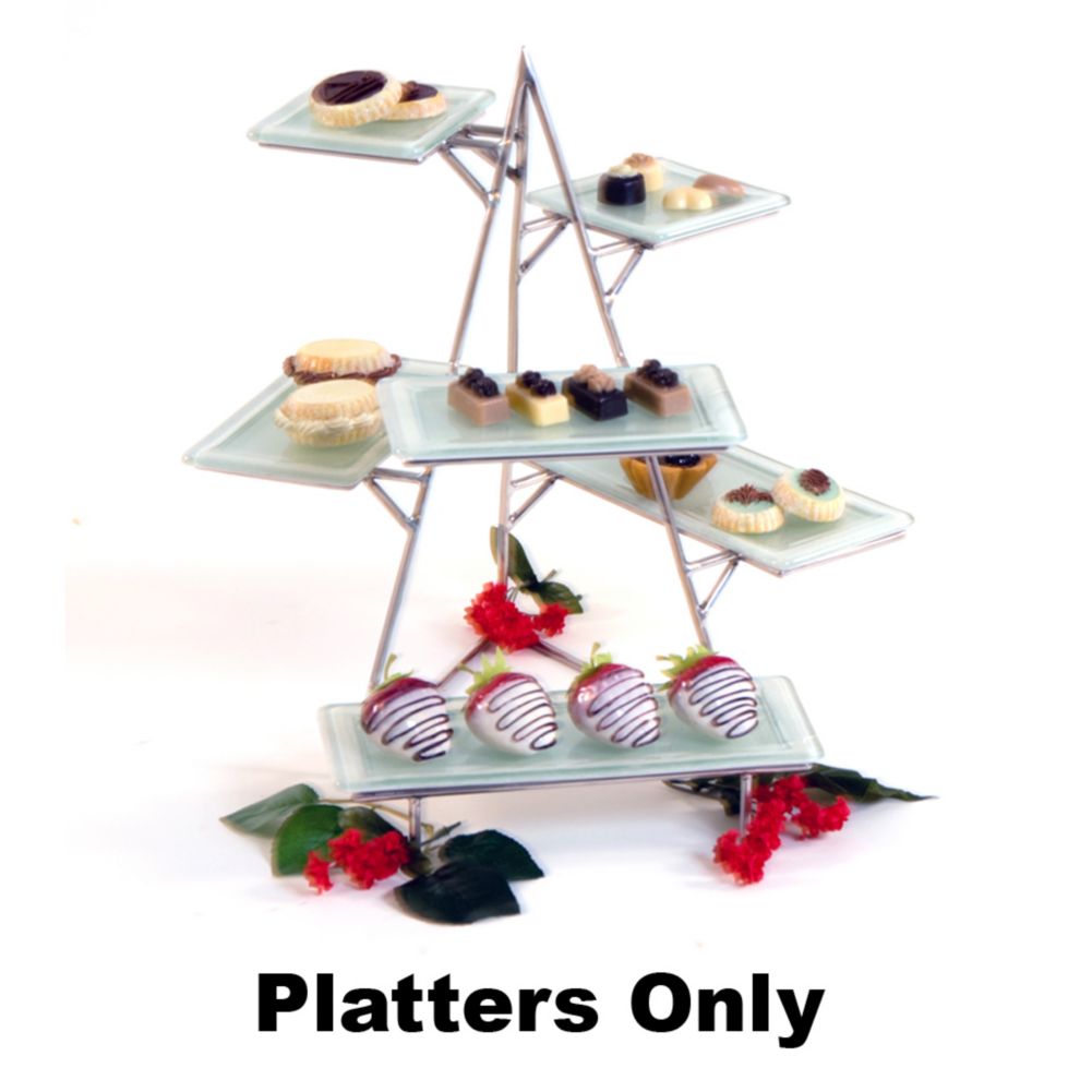Isinglass Set of 6 Glass Platters for S/S Multi-Level 3D Pyramid Tower