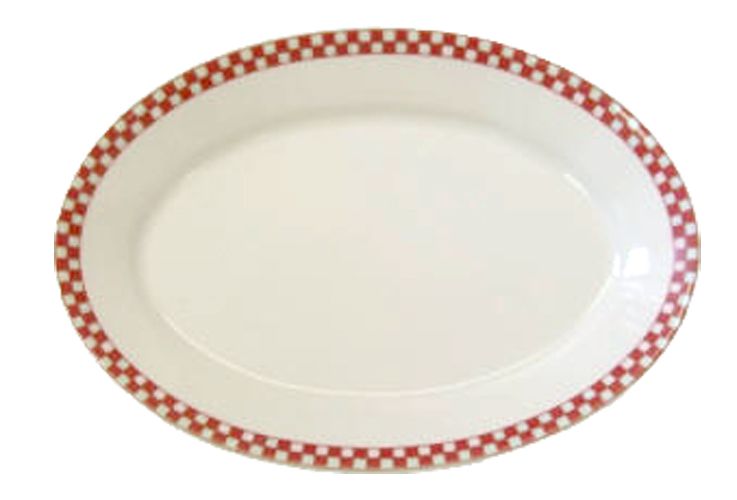 Homer Laughlin China Checkers Red NR 11-3/8" Oval Platter