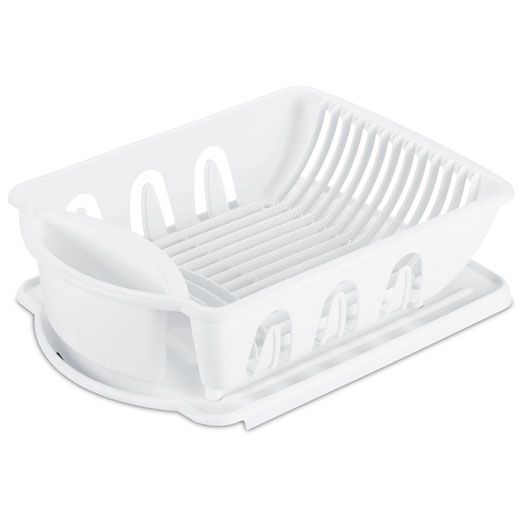 Sterilite Large 2 Piece White Sink Drainer Set
