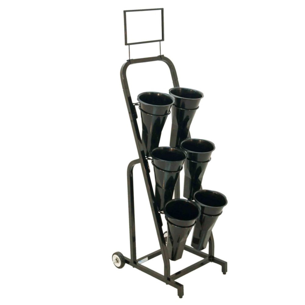 Mobile Merchandiser Black 6 Vase Flower Cart