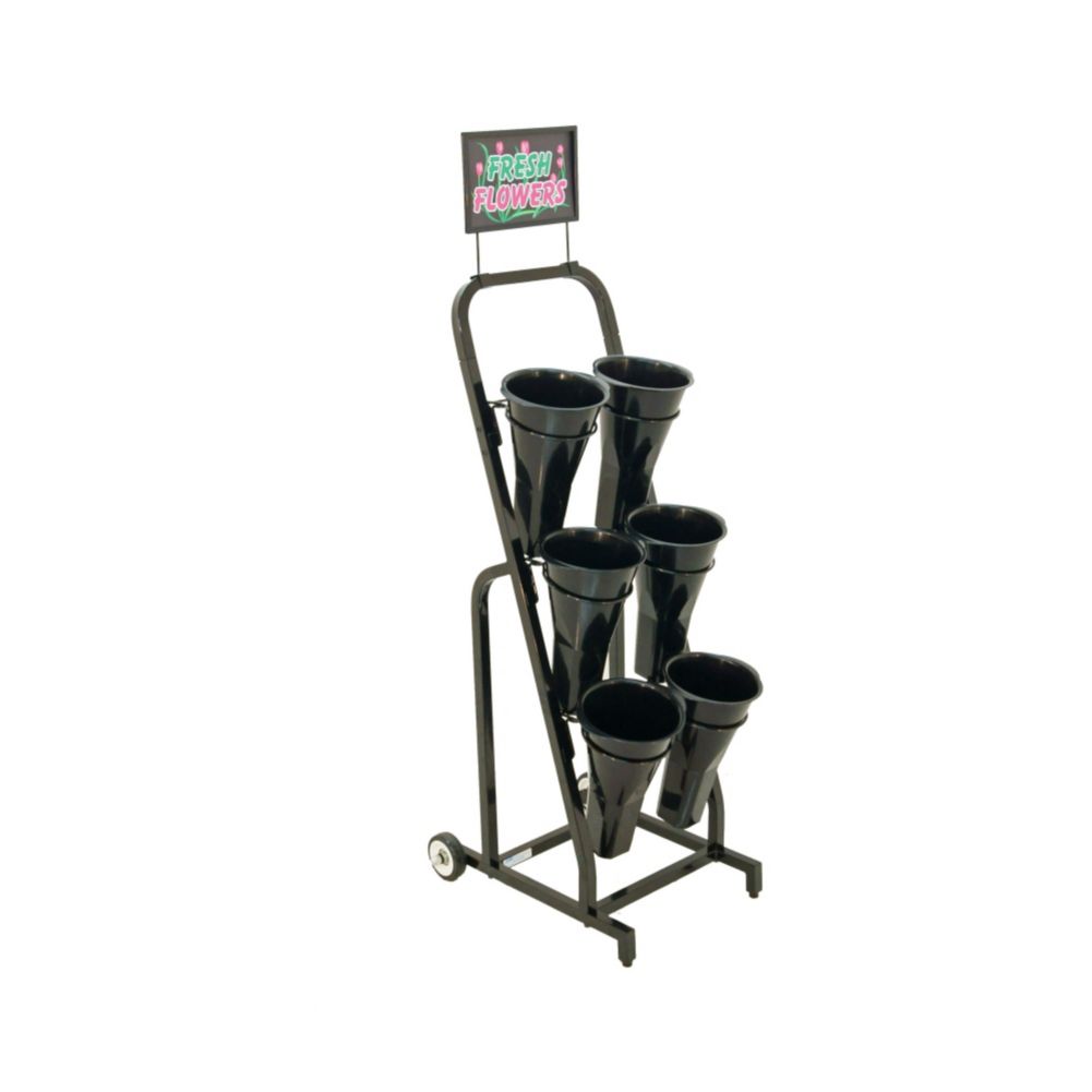 Mobile Merchandiser Black 6 Vase Flower Cart