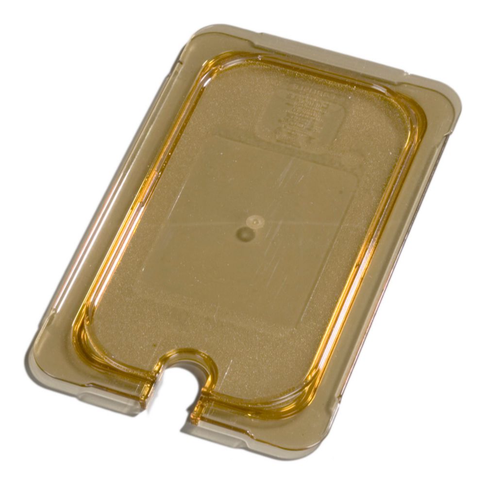 Carlisle&reg; Top Notch&reg; Amber 1/4 Size High Heat Flat Notched Lid