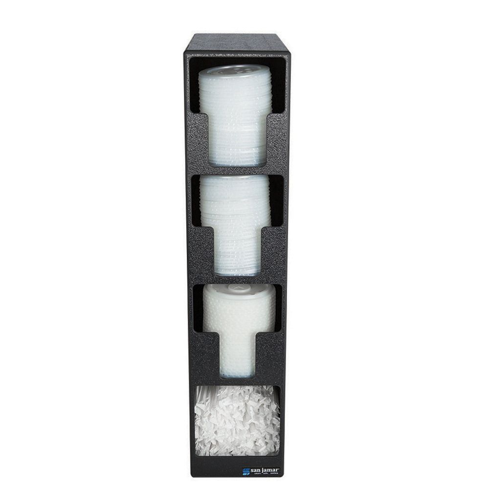 San Jamar Black Tower Lid / Straw Dispenser