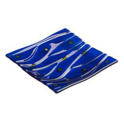 Steelite Creations Blue Glass 6" Square Riven Plate