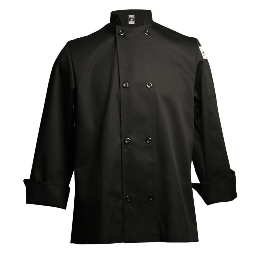 Chef Revival Large Black 7.5 Oz. Poly-Cotton Jacket