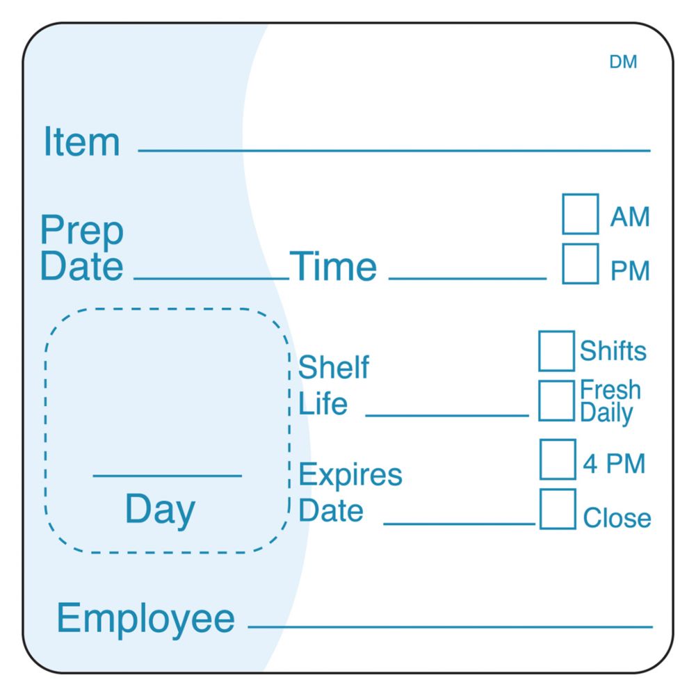 DayMark DissolveMark&trade; 2" x 2" Shelf Life Food Label