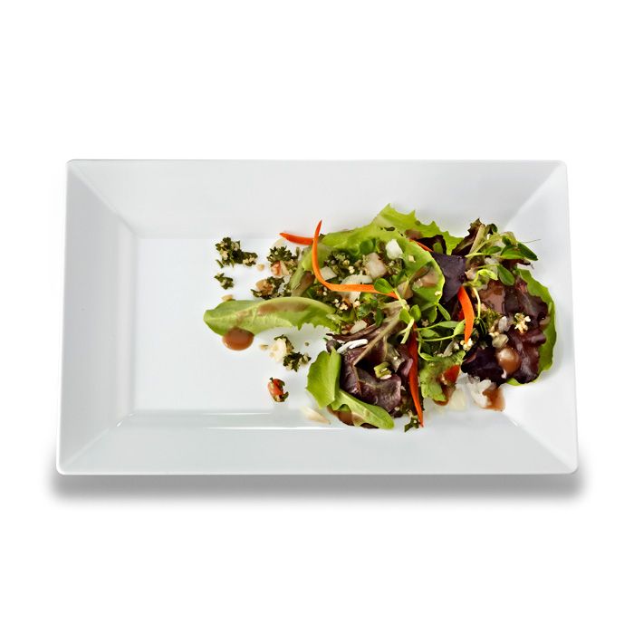 EMI Yoshi&reg; Rectangles White Plastic 10" x 6-1/2" Plate