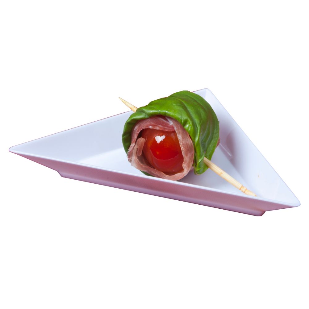 EMI Yoshi&reg; Small Wonders 2 x 3" White Plastic Triangle Dish