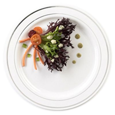 EMI Yoshi&reg; Glimmerware White 6" Plate with Silver Band